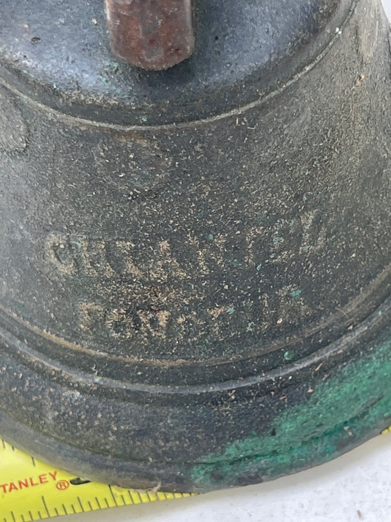 Antique metal bell with rusted clapper - image 4 of 4