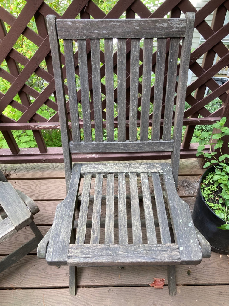 Two (2) slatted wooden outdoor chairs - image 3 of 5