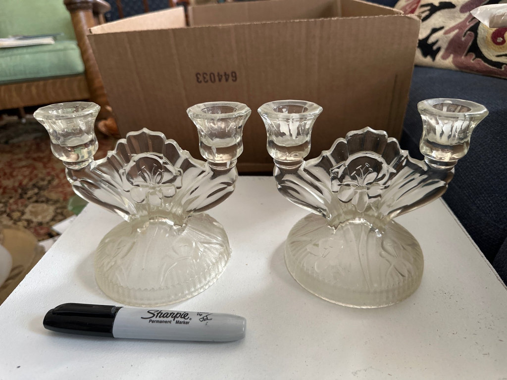 Vintage Cranberry candle holders, glass bird, more  - image 4 of 8