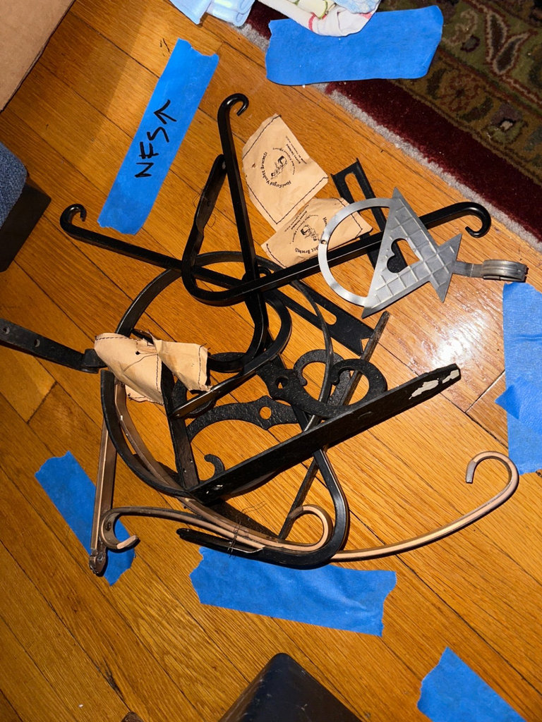 Collection of decorative black wrought iron brackets, hooks and hardware - image 1 of 5