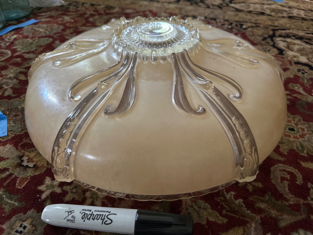 Vintage light cover, ruffled-edge glass lampshade - image 6 of 8