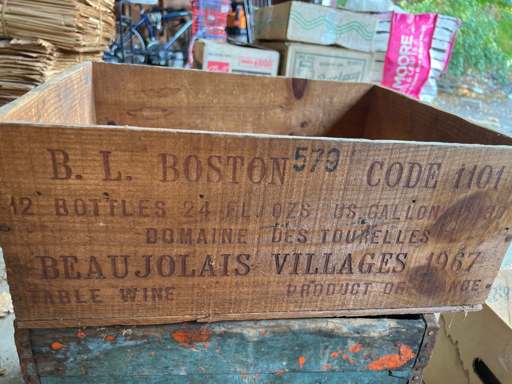 Vintage Beaujolais wine crate and Boston beverage crate with bottle dividers - image 1 of 6
