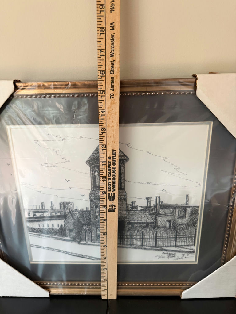 Signed LE Print Cranston Print Works Clock Tower in Webster, MA - image 8 of 11