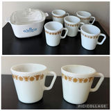 Pyrex Butterfly Gold Mugs & Corning Cornflower Casserole - thumbnail 1 of 7