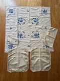 Vintage Handmade Table Linens: Appliqué Tablecloth/Napkins & Embroidered Placemats/Table Doily - thumbnail 1 of 10