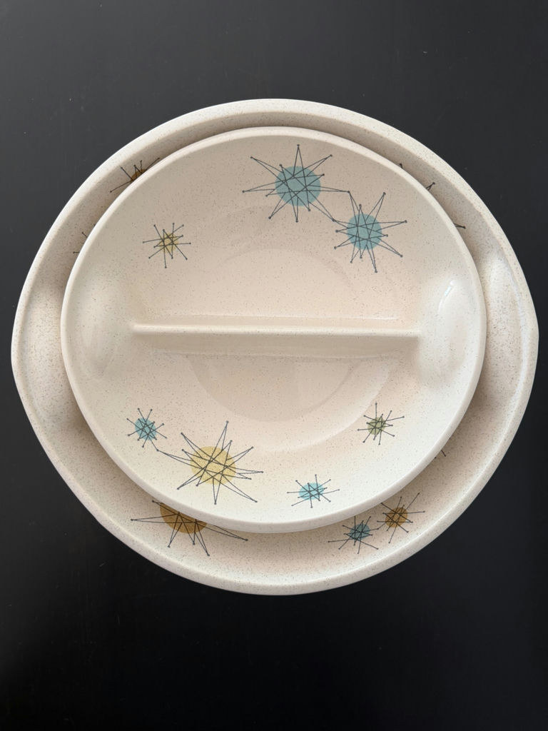 Franciscan Atomic Starburst MCM Covered Serving Bowl and Divided Dish - image 8 of 9