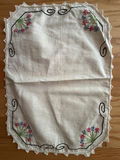 Vintage Handmade Table Linens: Appliqué Tablecloth/Napkins & Embroidered Placemats/Table Doily - thumbnail 10 of 10