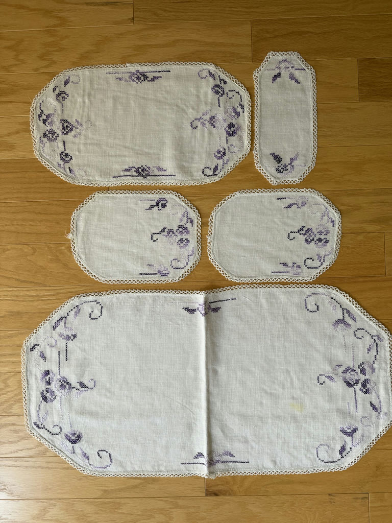 Vintage Embroidered Linen - Purple - image 2 of 9