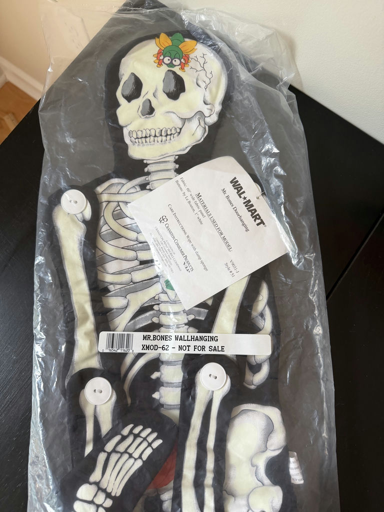 Vintage Halloween Skeleton Wall Hanging (Glows In Dark) & Popcorn Jack O’Lantern - image 2 of 14