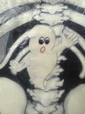 Vintage Halloween Skeleton Wall Hanging (Glows In Dark) & Popcorn Jack O’Lantern - thumbnail 9 of 14