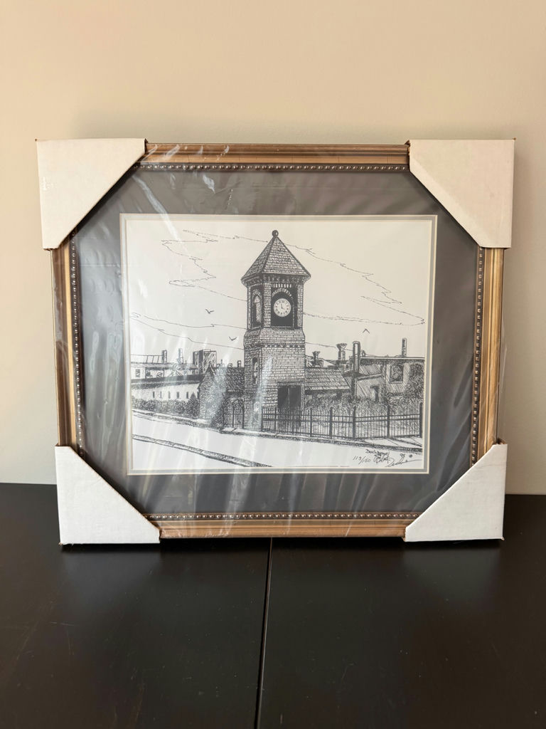 Signed LE Print Cranston Print Works Clock Tower in Webster, MA - image 1 of 11