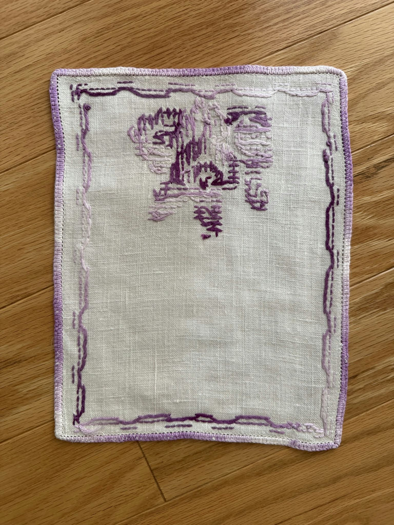 Vintage Embroidered Linen - Purple - image 5 of 9