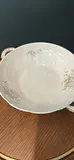 Theodore Haviland Limoges porcelain covered vegetable tureen or casserole dish with pink floral (rose) decals or hand-painted accents, scalloped edges, and gilt (gold) trim. • Origin: Crafted - thumbnail 3 of 4