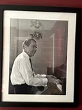 Framed Black and White Photograph of Richard Nixon playing the piano - thumbnail 1 of 2
