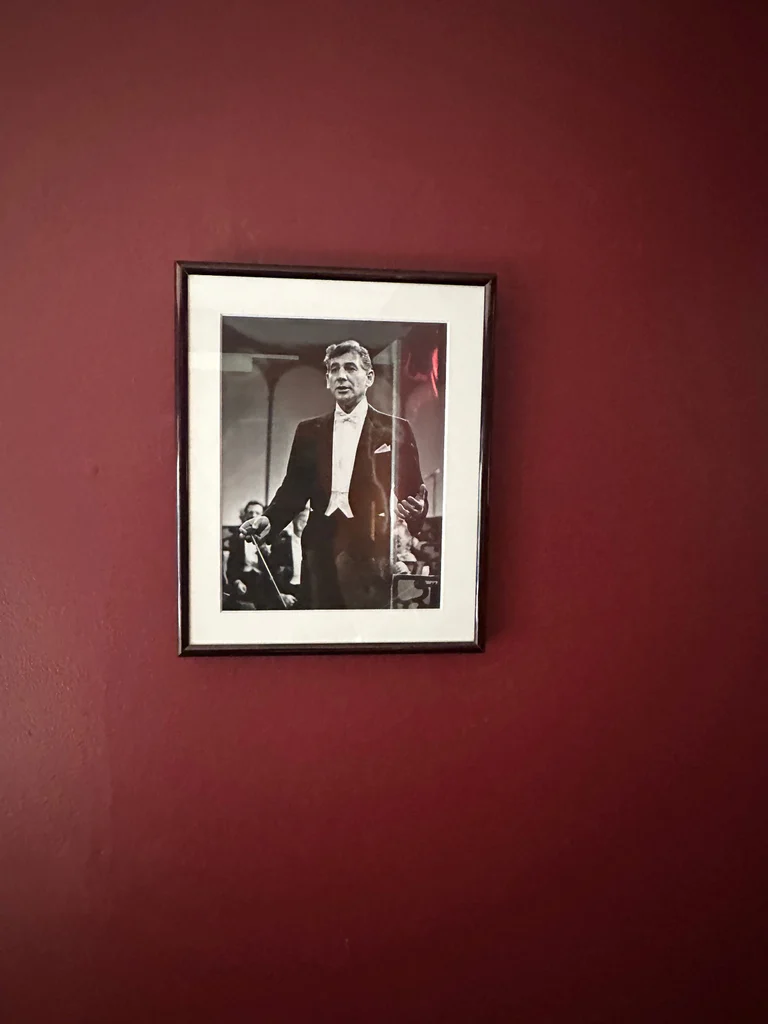 Framed photograph of American conductor and composer Leonard Bernstein - image 1 of 2