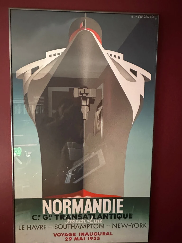 Large Framed Art-Deco Print of 1935 Ocean Liner Normandie by Artist A.M. Cassandrew - image 2 of 3
