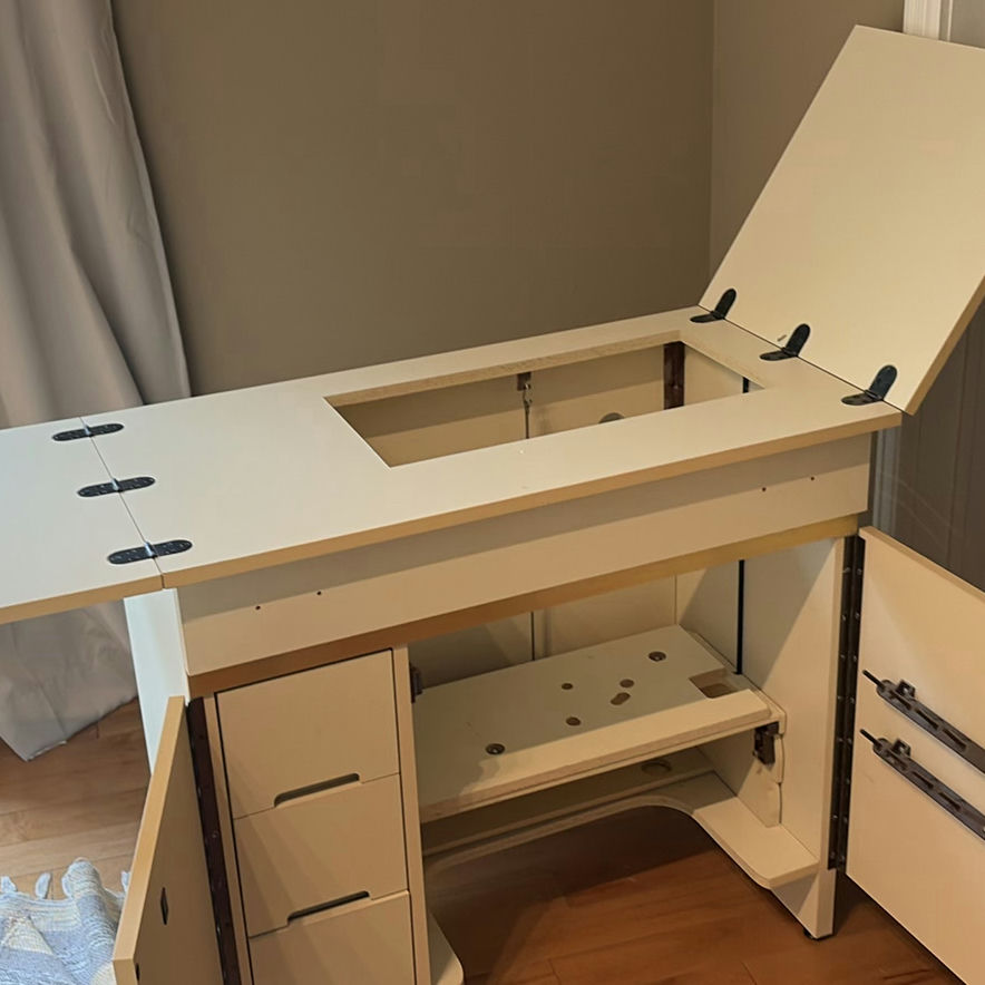 White Fold-Out Sewing Cabinet Table - image 2 of 10