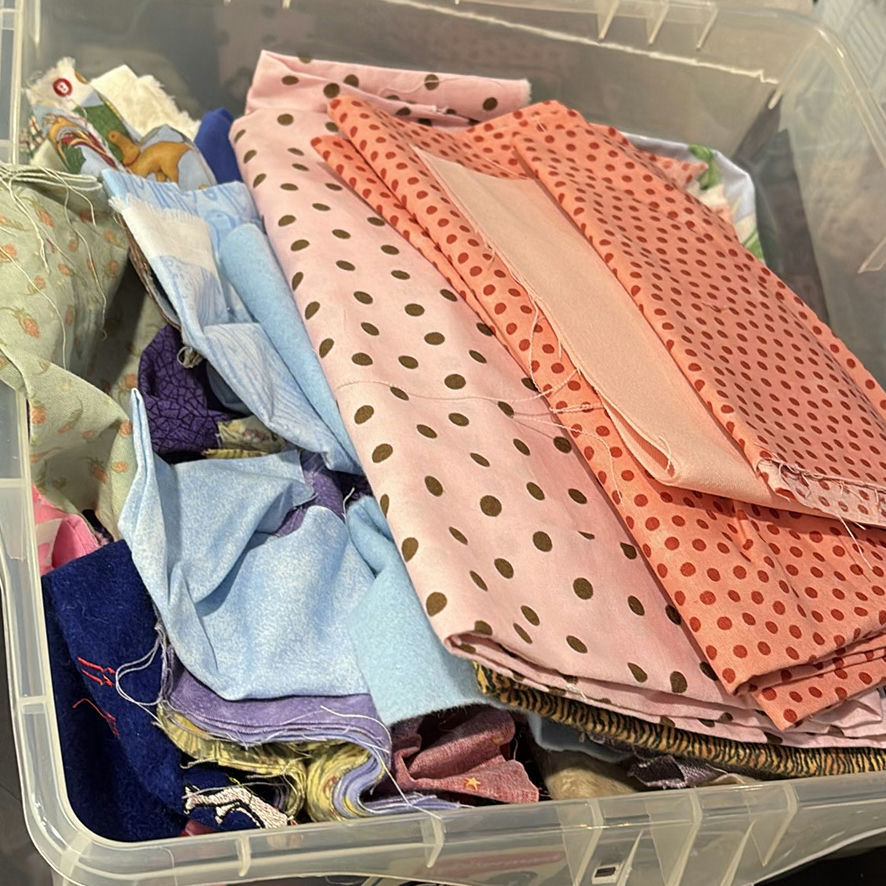 Assorted Fabric and Textile Pieces in Storage Bins - image 2 of 7