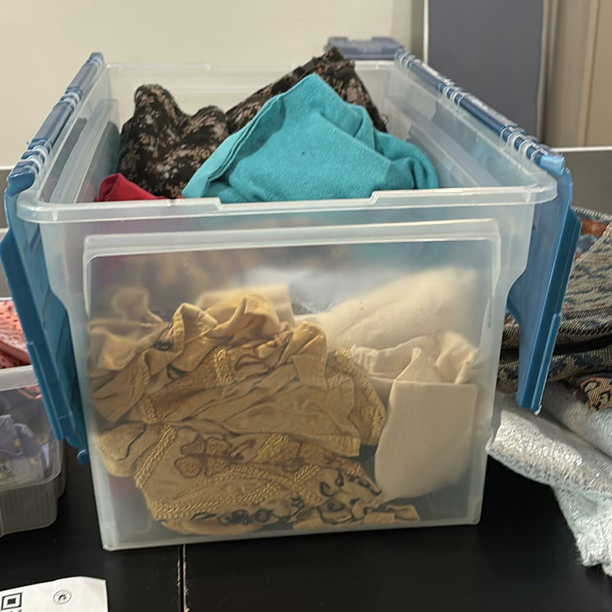 Assorted Fabric and Textile Pieces in Storage Bins - image 6 of 7