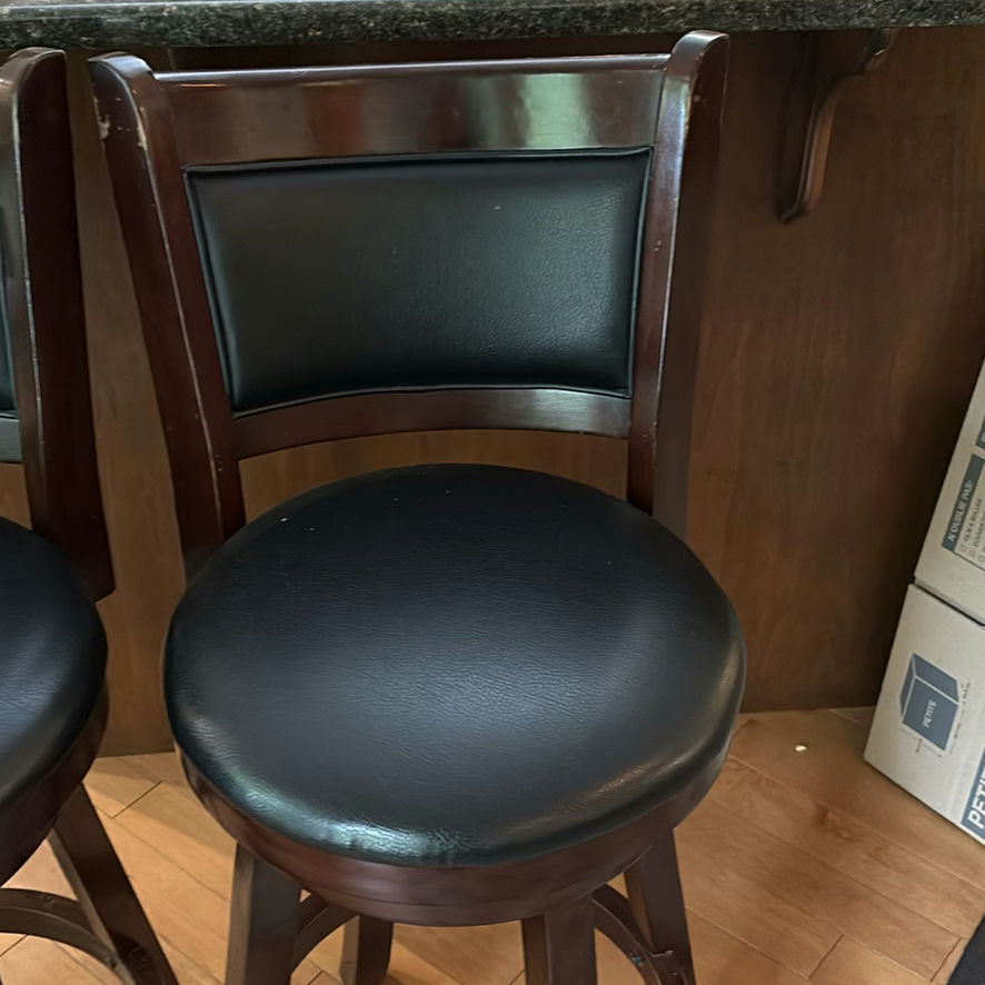 Pair of Dark Wood Swivel Bar Stools - image 2 of 11