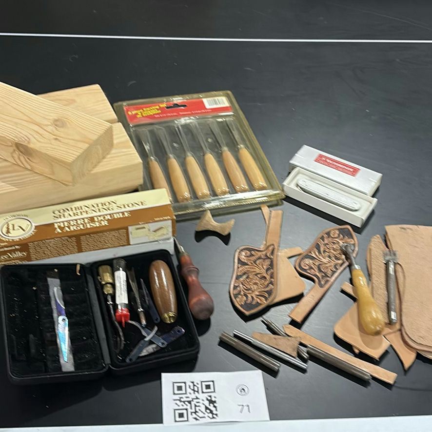 Leatherworking and Wood Carving Tools with Wood Blocks - image 1 of 10