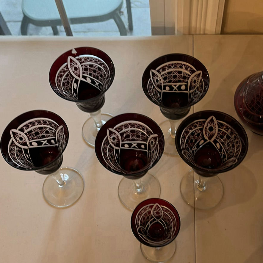 Cut Crystal Ruby Red Glassware Set - image 13 of 14