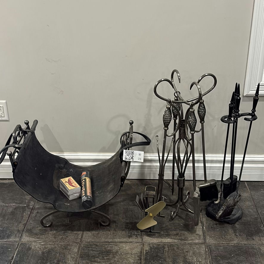 Metal Fireplace Log Holder and Fireplace Tool Sets - image 1 of 9