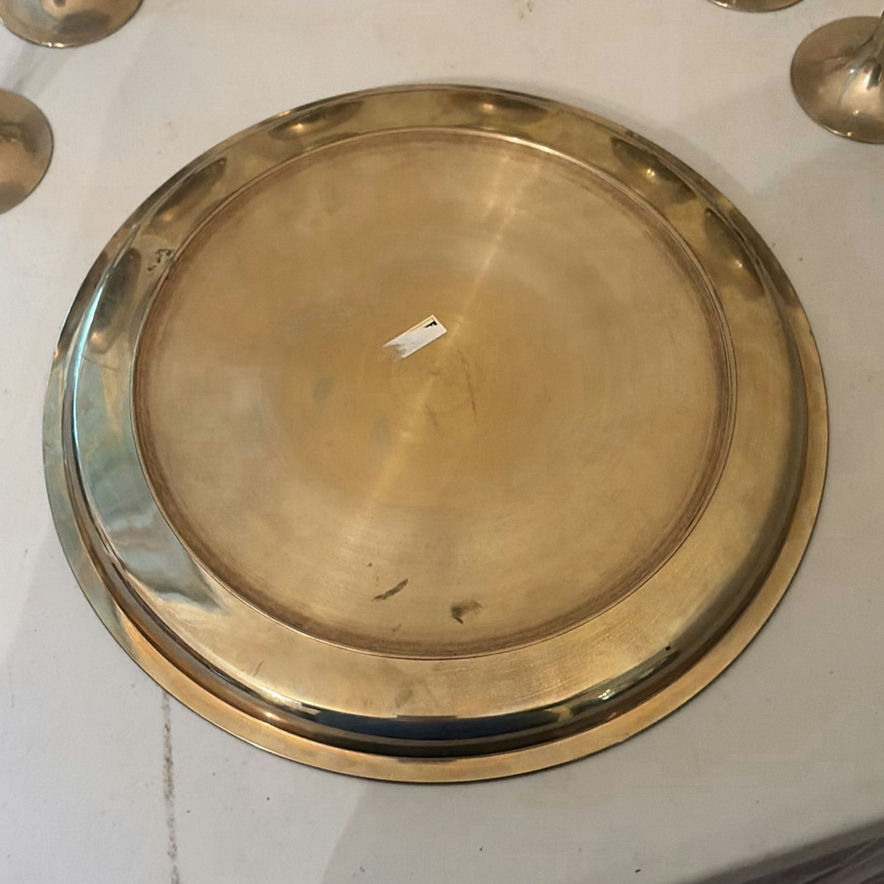 Decorative Metal Tray and Six Goblets - image 6 of 12