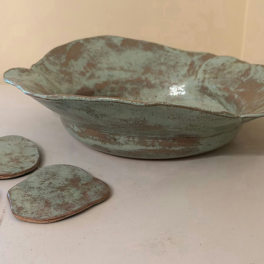 Ceramic Serving Bowl and Three Coasters - image 4 of 9