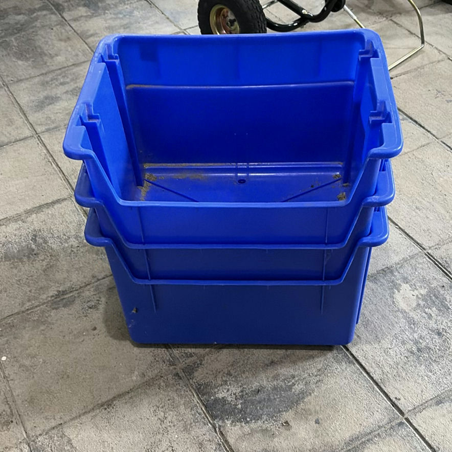 Three Blue Plastic Storage Bins - image 6 of 7
