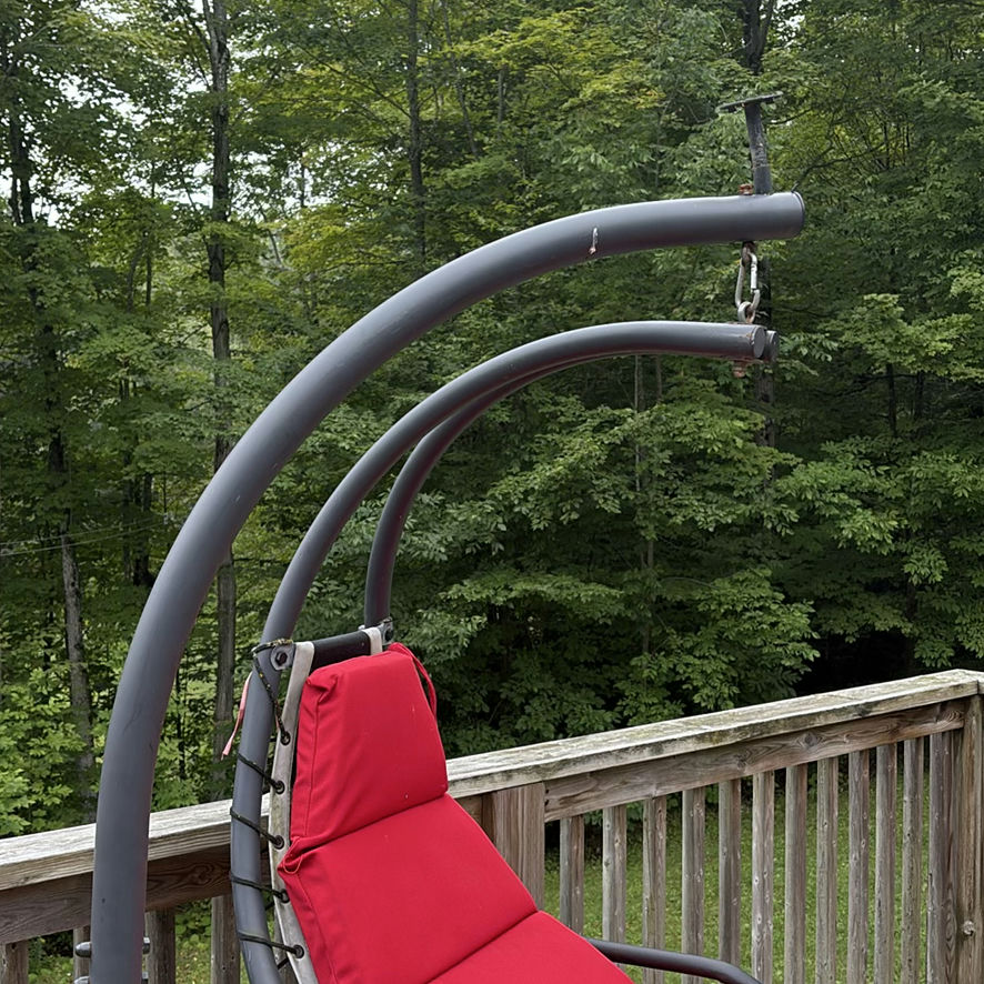Hanging Chaise Lounge Chair with Red Cushions - image 3 of 13