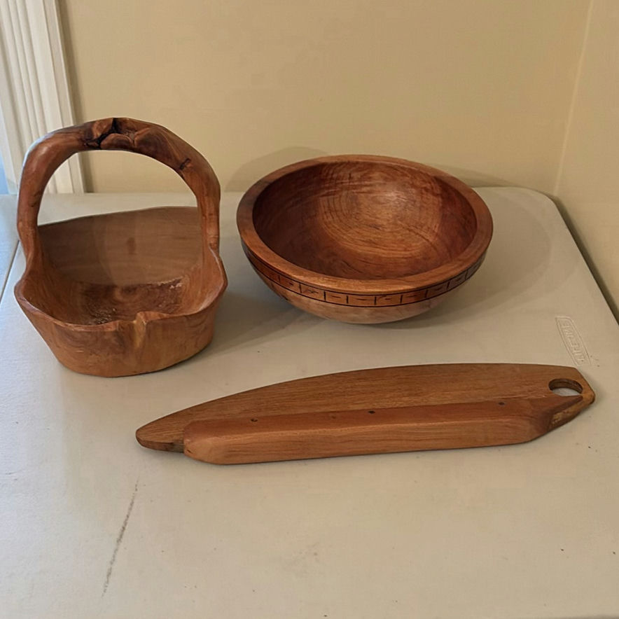 Handcrafted Wooden Basket, Bowl, and Scrapper - image 1 of 15