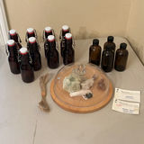 Glass Bottles, Mineral Specimens, and Display Dome - thumbnail 1 of 11