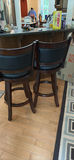Pair of Dark Wood Swivel Bar Stools - thumbnail 5 of 11