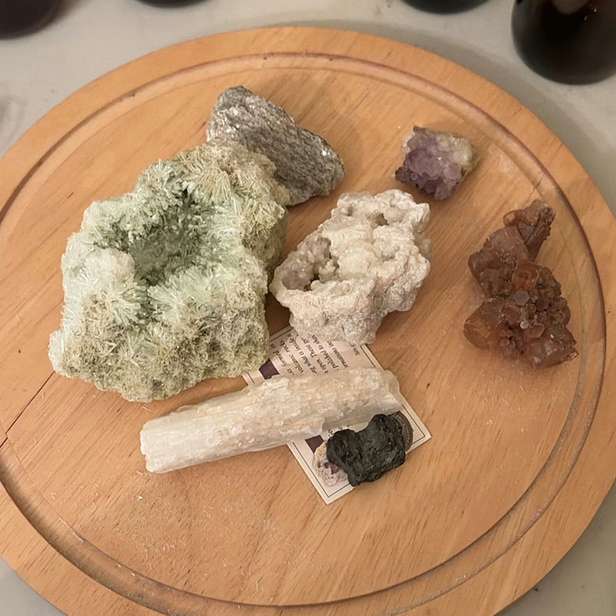 Glass Bottles, Mineral Specimens, and Display Dome - image 3 of 11