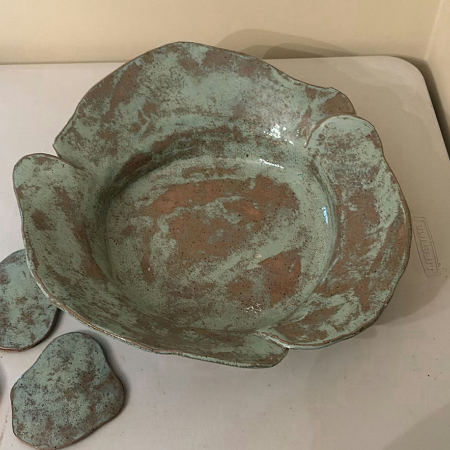 Ceramic Serving Bowl and Three Coasters - image 2 of 9