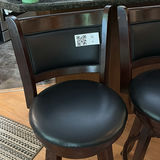 Pair of Dark Wood Swivel Bar Stools - thumbnail 3 of 11