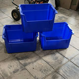 Three Blue Plastic Storage Bins - thumbnail 1 of 7
