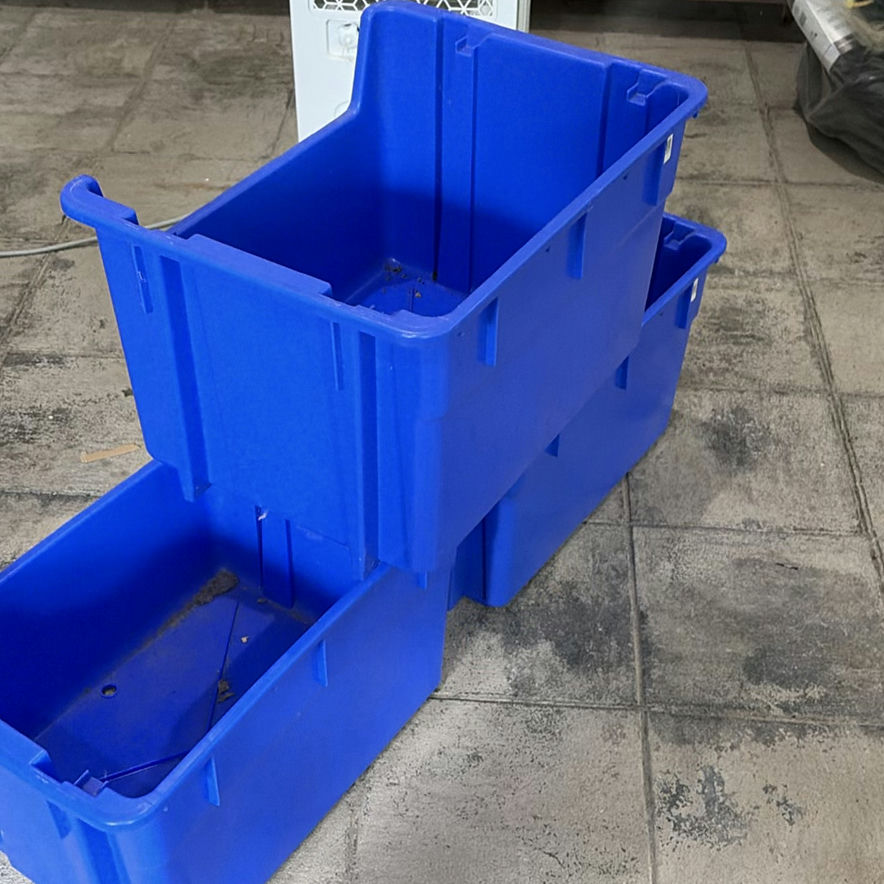 Three Blue Plastic Storage Bins - image 5 of 7