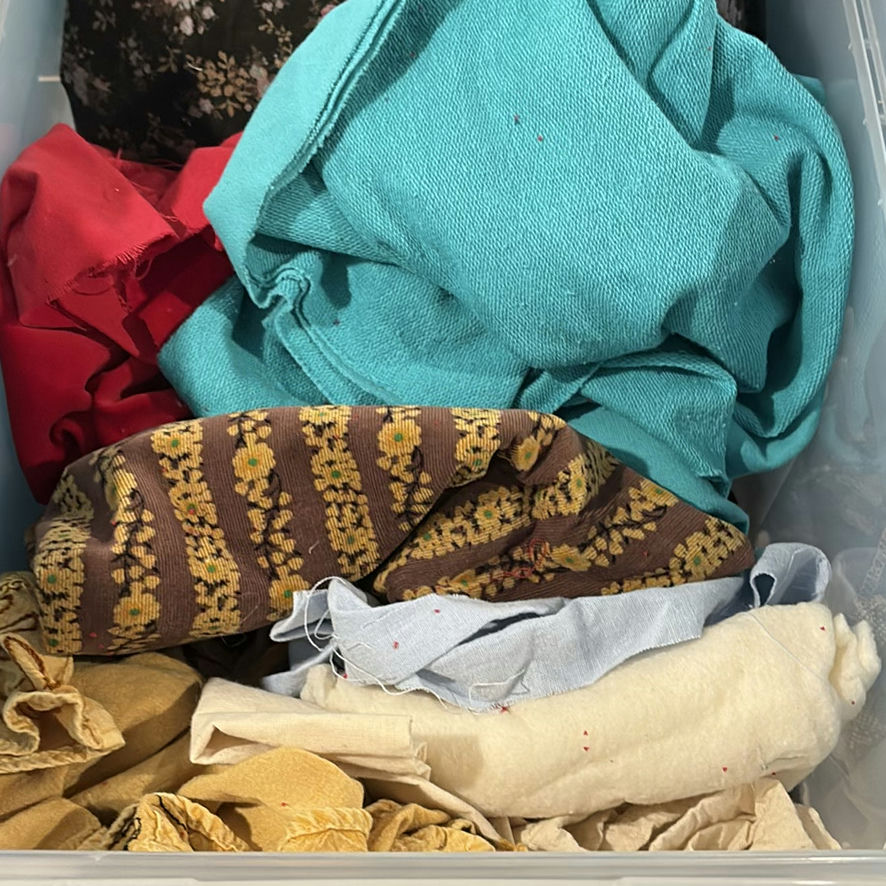 Assorted Fabric and Textile Pieces in Storage Bins - image 5 of 7