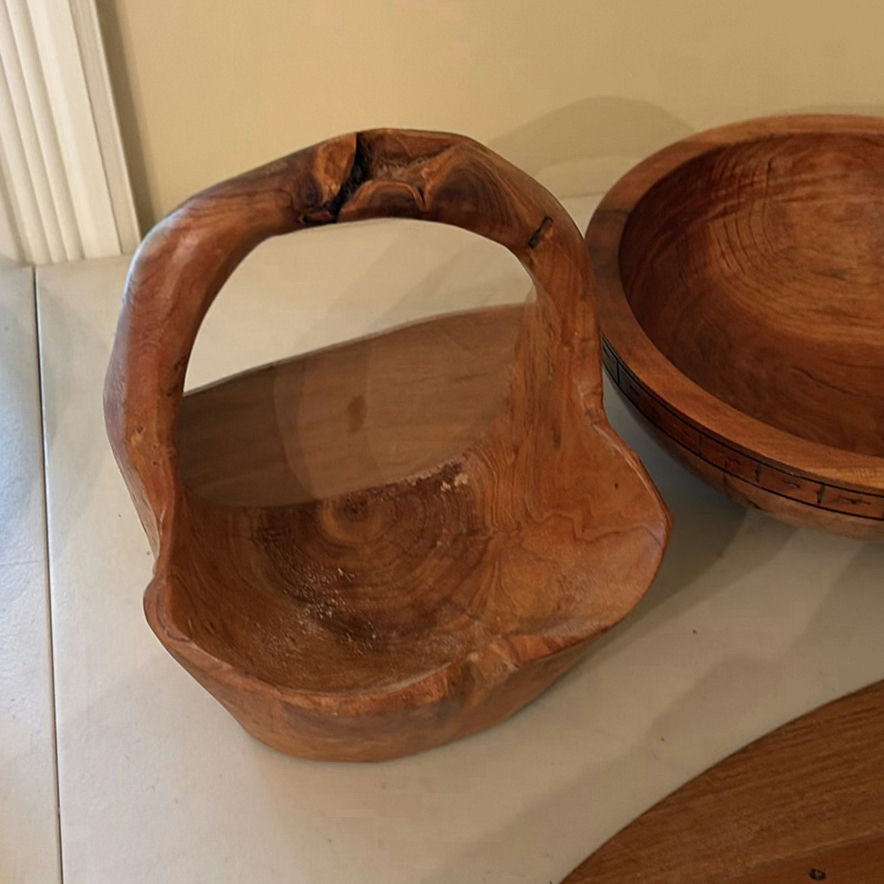 Handcrafted Wooden Basket, Bowl, and Scrapper - image 2 of 15