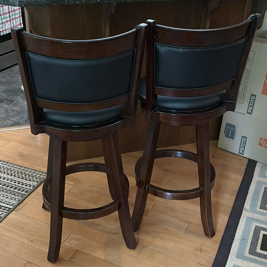 Pair of Dark Wood Swivel Bar Stools - image 6 of 11
