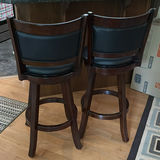 Pair of Dark Wood Swivel Bar Stools - thumbnail 6 of 11