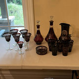 Cut Crystal Ruby Red Glassware Set - thumbnail 1 of 14