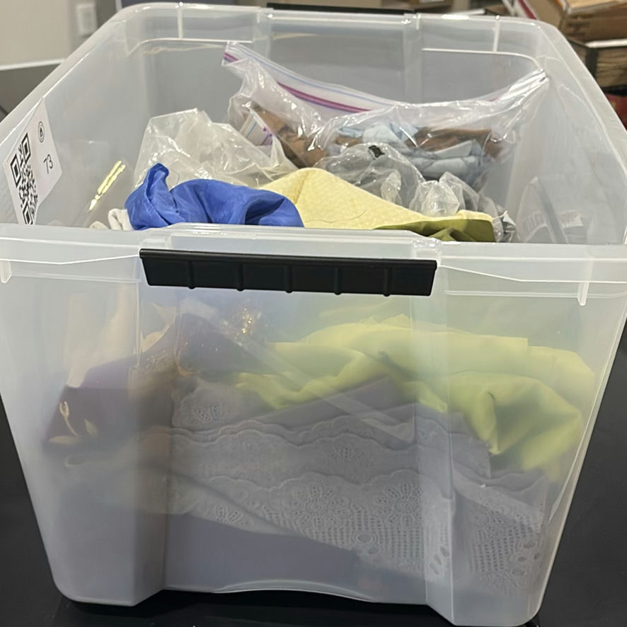 Assorted Fabric Scraps and Sewing Materials in Storage Bins - image 4 of 8