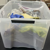 Assorted Fabric Scraps and Sewing Materials in Storage Bins - thumbnail 4 of 8