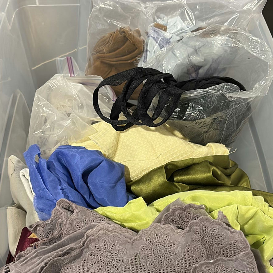 Assorted Fabric Scraps and Sewing Materials in Storage Bins - image 5 of 8