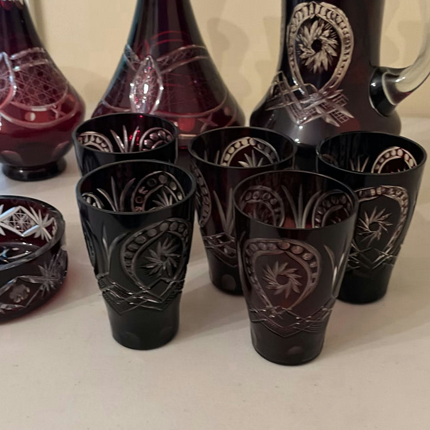 Cut Crystal Ruby Red Glassware Set - image 2 of 14