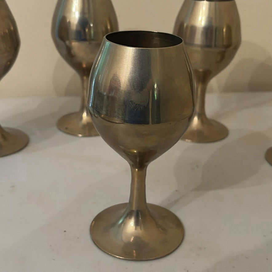 Decorative Metal Tray and Six Goblets - image 8 of 12