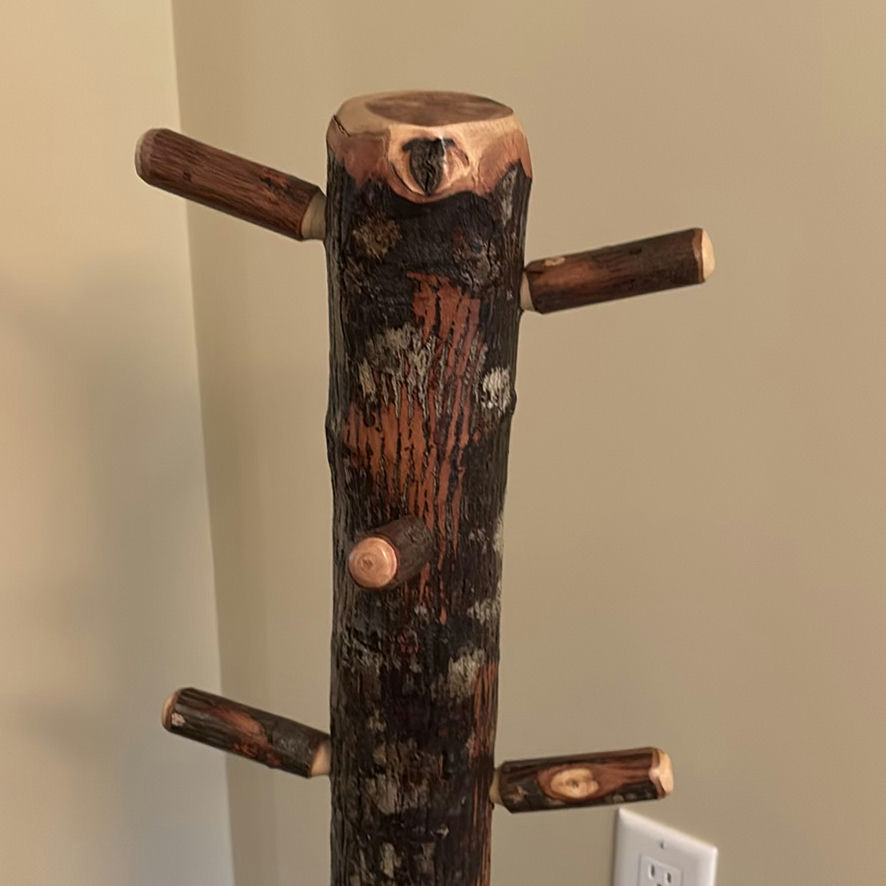 Handmade Rustic Wooden Coat Rack Stand - image 8 of 9